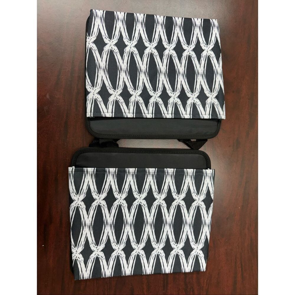 Thirty-One 2 Piece Oh-Snap Pocket Pouch Organizer in Black and White Print